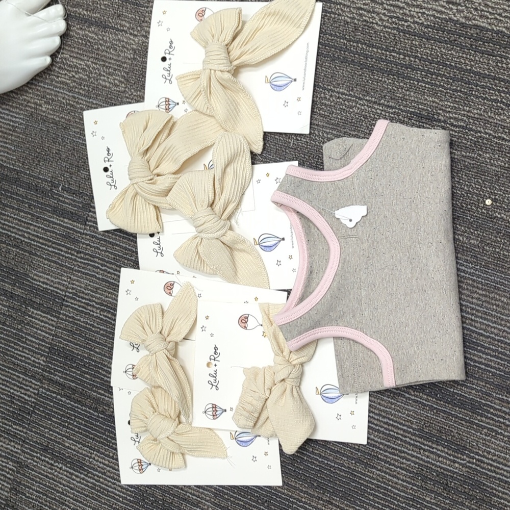 Lulu Roo Hair Clips Headband & Tank Top 0-3 Month NEW